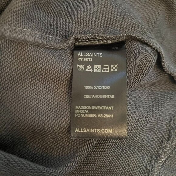 NWT AllSaints Mens Sweatshirt Gray Jumper Sweater Raven Crew Ramskull Top SZ L - Picture 7 of 8